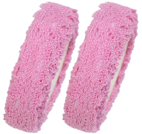 TopHomer 2 Rollen Spitzenband Selbstklebend Baumwolle Spitzenband für DIY Handwerk Scrapbooking Kartenherstellung Geschenk Dekoration (1,8 m Länge, Rosa)