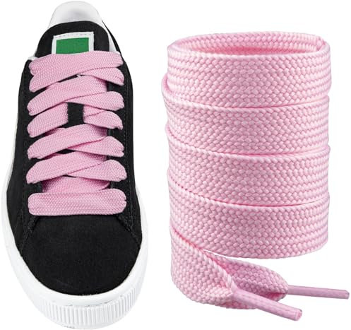 Endoto Lacet pour PUMA Suede Chaussures de Running, 16MM de Large Remplacement Plats Lacets Laces pour Basket - Rose, 50 pouces