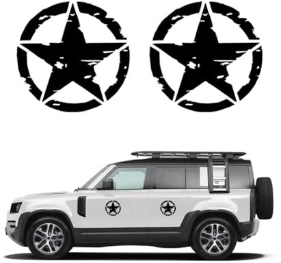 2 Pezzi Adesivo Stella Militare Nera, off Road Stella Militare US Army Varie Dimensioni 15 cm 15 cm, Adesivi per 4x4 off Road Decalcomanie per Auto Moto Fuoristrada Renegade Wrangler Panda