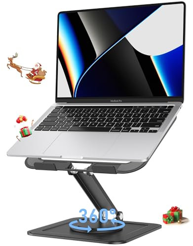 NTMY Adjustable Laptop Stand for Desk,360 Rotating Laptop Stand,Foldable Laptop Stand,Computer Stand for Laptop,MacBook Pro Stand,Metal Laptop Stand,Fits for All 10-16 Laptops-Black