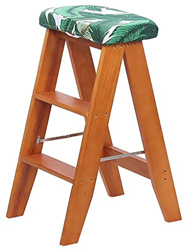 Marchepied en bois massif à 3 marches, marchepied pliant léger, siège en mousse, chaise de salle à manger, tabouret haut, facile à ranger, escabeau pliant multifonctionnel pour bibliothèque/cuisine/c