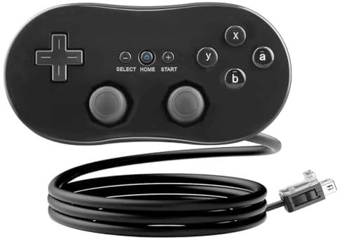 REY Mando Classic Controller para Nintendo Wii/Wii U/Wii Mini, Color Negro, Mando Clásico, Gamepad