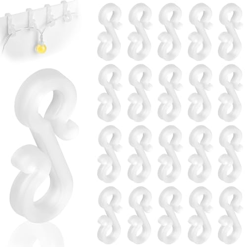 Flintronic 120x Dachrinnenhaken für Lichterketten, Dachrinnenhaken an Weihnachten, S-Haken, Lichterketten Haken, Lichterkettenhalterung für innen & außen, für Weihnachtsaußenbeleuchtung(Weiß)