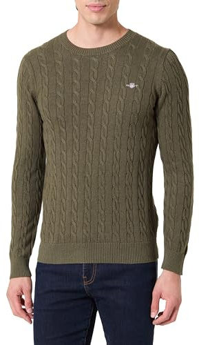 GANT Pullover Langarm Rundhals Kabelstrick beige