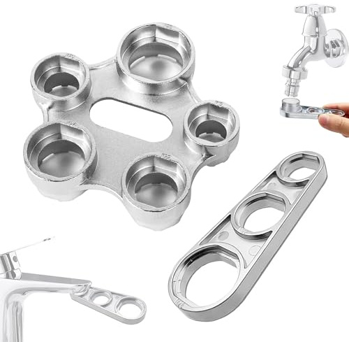 2Pcs Luftsprudler Montageschlüssel, Universal Strahlregler Serviceschlüssel in 10 verschiedenen Größen, Ersatz-Belüfter Wasserhahn Filter Belüfter Schraubenschlüssel Werkzeug (Silber)