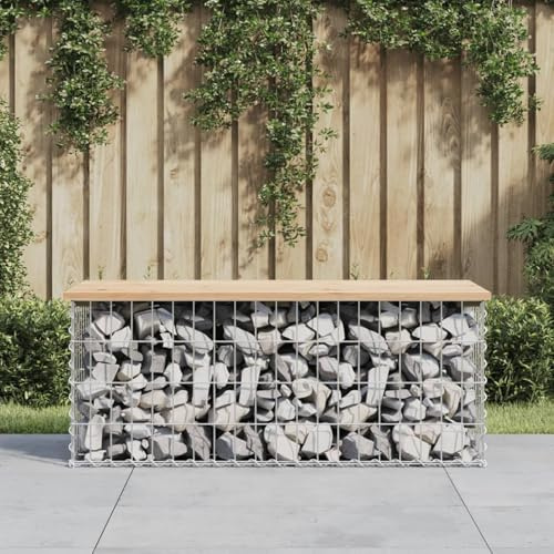 Festnight Gabionen Gartenbank Metall Wetterfest Gabionenkorb Sitzbank Outdoor Bank Garten Parkbank Steingabione Gabionenwand Steinkorb Drahtkorb Ziergabione Gartendeko 103x44x42 cm