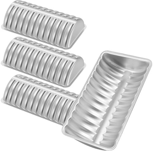 Deuson Aluminum Almond Cake Pan,Almond Cake Mold,Horseback MoldWheel Cake Mold Cake PanAlmond Cake Loaf Pan Set, Loaf Bread Cake Pan Mould, Anodized Aluminum, Silver, (Style1)