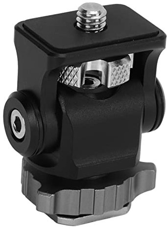 Qukaim Soporte giratorio para monitor de campo, soporte de aleación de aluminio con interfaz de tornillo de 1/4 pulgadas, soporte de zapata fría para DSLR y monitor de campo, soporte ajustable