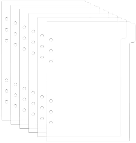 6 Stück Ordner Trennblätter A5, Register A5 Aktenordner Trennblätter, Trennstreifen Trennlaschen Ordnertrenner Zubehör Dividers Aktentrenner Din A5Klarsichthüllen RingbucheinlagenA5 Notizblock Weiß