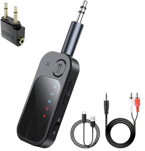 Transmetteur Récepteur Bluetooth 5.4, Emetteur Bluetooth sans Fil 2 en 1, Prise en Charge de 2 AirPods/écouteurs, récepteur Audio pour TV, Home stéréo, Casque, Haut-parleurs, Ordinateur Portable