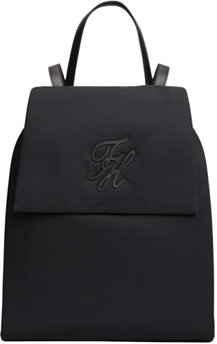 Tommy Hilfiger Damen Rucksack Elevated Nylon Backpack mit aufgedrucktem Logo, Schwarz (Black), Einheitsgröße