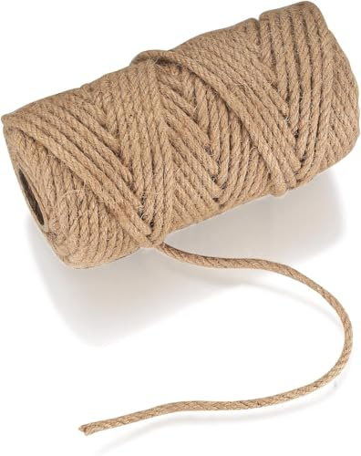 TayBong Spago Juta Corda Canapa 5mm x 60m per Tiragraffi Gatti, Corda di Sisal Naturale per Decorazioni Casa, Giardino, Fai da Te (DIY) e Pareti​​