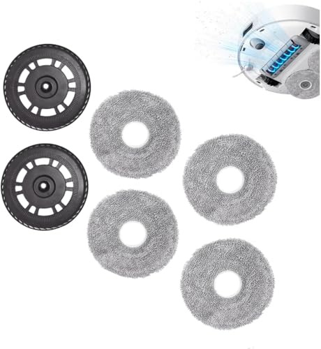 Zuxbolf 4 Mopptücher mit 2 Ersatzhalterung Wischplatten für Dreame L10S Pro | Ultra Heat/L10S Ultra Gen 2/L20 Ultra/L40 Ultra/X40 Ultra/X40 Master/X30 Ultra/Mova E30 Ultra Roboter Staubsauger Wischpad