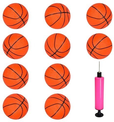 Lukinuo Mini Basketball 10 Stück Gummi Mini Basketball Spielzeug mit einem Aufblaser Mini Bouncy Basketball Beach Basketball Pool Spiele
