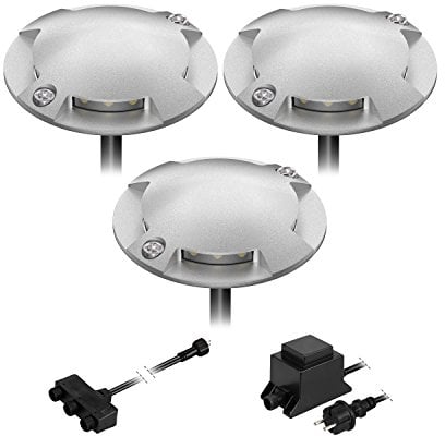 ledscom.de LED Boden-Aufbau-Leuchte Bunda, 4-flammig, für außen, befahrbar, kalt-weiß, 3er Set