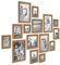PHOTOLINI Bilderrahmen-Set Holz Eiche-Optik, 15er Rahmenset Echtholz-Rahmen rustikal, Strandhaus, Made in Germany, Echtglas, zum Aufhängen, extra Zubehör - Treibholzlook mit einem Hauch Küstenflair