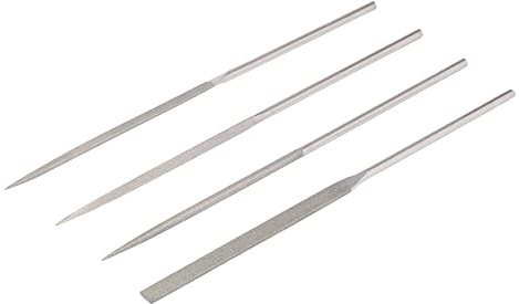 Trend Fine Diamond Needle Files 4 Pack, Flat, Half Round, Triangular, Round | Ideal For Precision Filing In Metal, Jewellery And Model Making With Fine Diamond Coating, DWS/NFPK/F