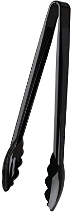 Vogue Tongs Black - 305mm 12 | Commercial-grade design resists warping and staining, providing a secure grip for busy professional kitchen environments.