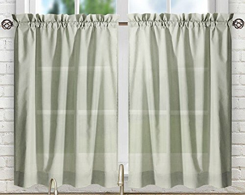Ellis Curtain Stacey Tailored Tier Pair Curtains, 56 x 36, Sage