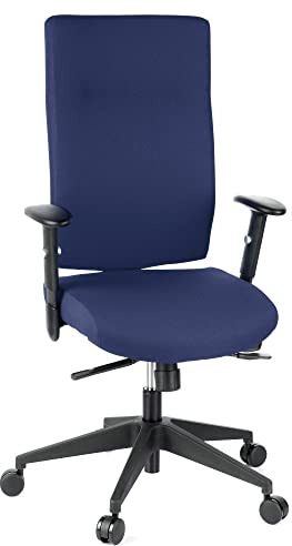 hjh OFFICE 608510 Profi Bürodrehstuhl PRO-TEC 300 Stoff Blau Bürosessel ergonomisch, hohe Rückenlehne, Armlehne verstellbar