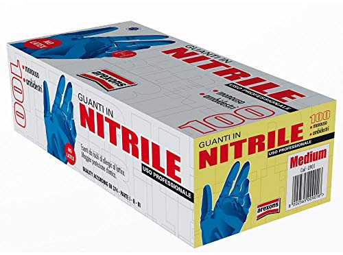 GUANTI DA LAVORO MONOUSO IN NITRILE BLU AREXONS ATOSSICO E ANALLERGICO confezione pz.100 - M