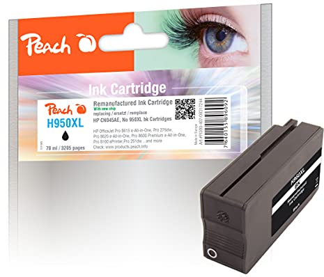 Peach H950/951 Druckerpatrone XL schwarz ersetzt HP No. 950XL bk, CN045A für z.B. HP OfficeJet Pro 8600 Plus e-All-in-One, HP OfficeJet Pro 8610 e-All-in-One, HP OfficeJet Pro 8620 e-All-in-One