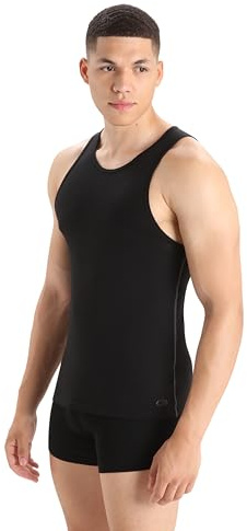 Icebreaker Men's Merino 150 Anatomica Tank, Breathable Wool Blend Sleeveless Shirt, Black, Medium