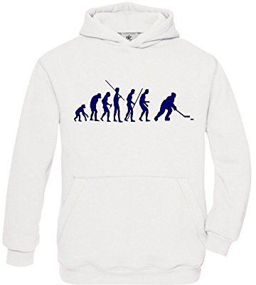 Eishockey Evolution Kinder Sweatshirt mit Kapuze Hoodie Weiss-Navy, Gr.152cm