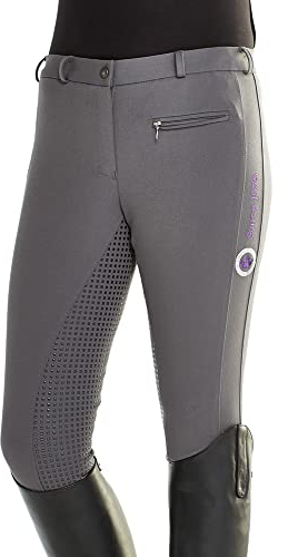 Pfiff 102235 Reithose Yasmin, Silikongrip Vollbesatz, Damenreithose, Grau 48