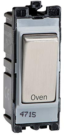 Varilight Engraved 20A 1-Way Double Pole Switch 'Oven' PowerGrid Steel - G201DS.OV