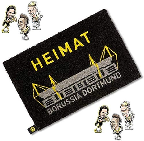 Borussia Dortmund Fussmatte/Türvorleger/Fussabtreter/Schmutzmatte Plus EIN BVB 09 Sammelsticker und gratis Aufkleber Forever Dortmund