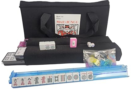 166 Fliesen American Mahjong Set, schwarz, weiche Tasche, 4 Farben, leicht zu tragen, Western Mahjongg