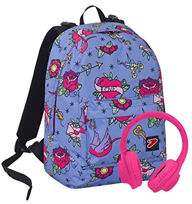 Zaino The Double, Swallow, Lilla, 29 Lt, 2in1 Reversibile, con cuffie Stereo Soft Touch abbinate