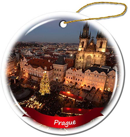 Fhdang Decor Prager Weihnachtsdekoration Christbaumschmuck aus Porzellan, doppelseitig, 7,6 cm