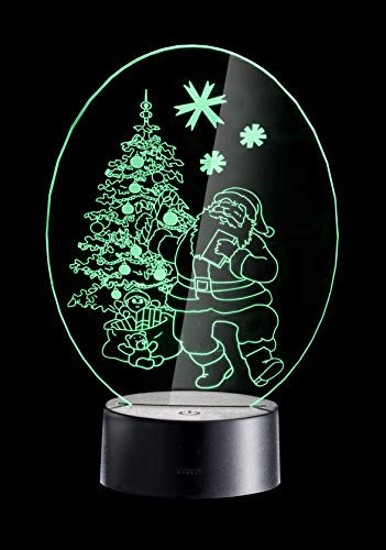 KaMel GmbH kamelshopping LED Deko Acryl Leuchte mit Touch-Sensor im Weihnachtsmotiv, 7 Farben, Farbwechsel, Timer, Weihnachtsdeko mit Beleuchtung (Weihnachtsmann)