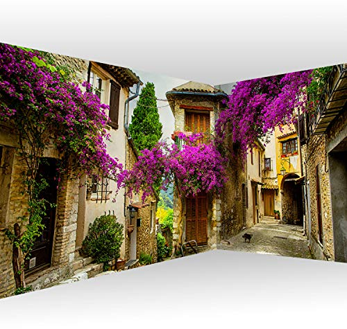 murando Eckfototapete Architektur 550x250 cm Vlies Tapeten Wandtapete XXL Moderne Fototapete Wanddeko Design Wand Dekoration Wohnzimmer Schlafzimmer Büro Flur Landschaft Gasse Blumen Stadt