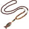 Aisoway Boho Bois Perles Pendentif Long Collier Ras du Cou Bijoux Déclaration