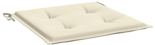 vidaXL Gartenstuhl Kissen 2 STK., Sitzkissen Outdoor Indoor, Stuhlkissen mit 2 Sätzen Schnüren, Stuhlauflage Sitzpolster, Creme 50x50x3cm Oxford-Gewebe