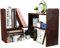 EasyPAG Schreibtisch Regal Holz Freistehend Kleines Bücherregal Verstellbar Schreibtisch Organizer Ständer Bürobedarf Ablage Display Regal,Braun