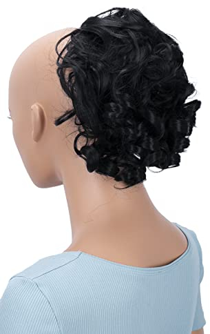CAISHA Haarteil Haargummi Lena Hochsteckfrisuren Brautfrisuren Voluminös Gelockt Unordentlich Dutt Kunstfaser DM17cm Schwarz G1L