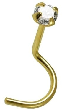 Body Piercing I Nose Pin I Echtgold 750 mit echtem Diamanten I Maße: 0,6 x 6 x 1,4 mm I Die Echtheit des nebenstehend beschriebenen Artikels wird hiermit garantiert I POLI-45061-6 I