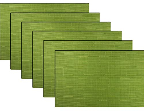 pigchcy Platzsets, Abwischbar Vinyl Tischsets FüR Esstisch, Leicht Zu Reinigen, Kunststoff Platzsets Satz Von 6 (45 X 30 cm, GrüN)