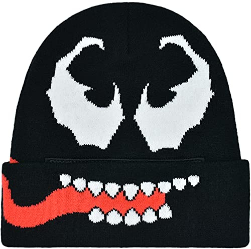 Concept One Damen Marvel Venom Intarsia Roll Down Cuff Beanie-Mtze, Schwarz, Einheitsgröße