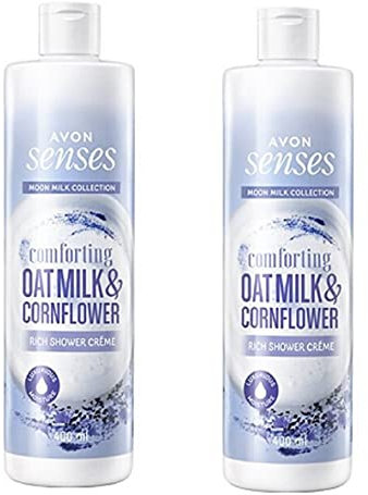 Avon Senses beruhigende Hafermilch und Maismehl reichhaltige Duschcreme, 2 x 400 ml