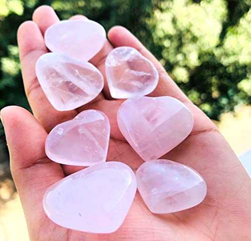 Crystalmiracle Quartz Rose Coeur Unique Cristal de Roche Guérison Reiki Feng Shui Cadeau Énergie Positive Paix Méditation Bien-être pour Unisexe, 1 à 1,2 Pouce Environ