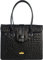 Zamponi Damen-Tasche aus echtem Leder, breite Schulter Elegante Hand-Tasche Frau Schickes, Shopping-Täschchen Schultertasche aus Leder, Fächer tote bag Tasche Oberer Stiel, Schwarz, Krokodilprägung
