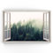 Estika - Leinwand Bilder Fensterblick - Wald, Nebel - 90x60 cm - 1 teilige Wandbilder, Bild auf Leinwand, Modern Deko für wohnzimmer schlafzimmer - Natur Landschafts bilder - 5974A_1L