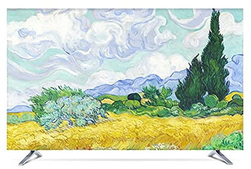 19 - 80 22 inch 75 inch Decorative Hood Cover for Screen TV PC Painting Landscape Tree Waterproof Green Blue Tv cover (Color : The pic, Specification : 60)