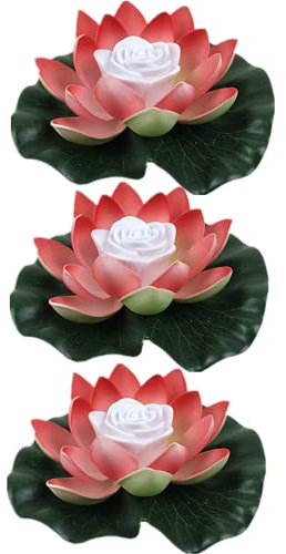 Yeehliny 18cm Lotus Laterne, Wasserdichte LED Garten Pool Licht, Schwimmende Laterne, Künstliche Lotusblüten Seerosen Licht Wasserlaterne für Garten Teich Terrasse (3 Stück/C)