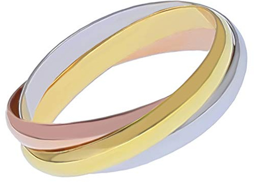 Bague 3 anneaux Plaqué Or jaune, blanc et rose 750/000 - Taille 62 - Femme